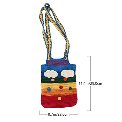 ABOOFAN Rainbow Ombro Sacos Coloridos de Lã Colorida De Malha Saco Pequeno Crossbody Tote Bag Sling