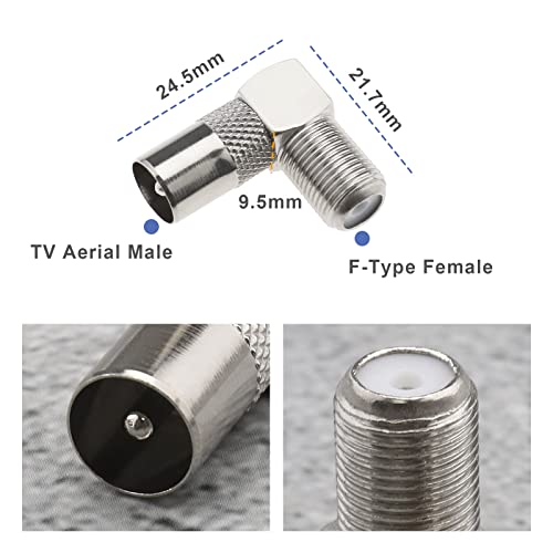 YINETTECH 10Pcs TV Aerial Coaxial Female to Male Right Angle Adaptor 90 Degree Right Angle Adaptor Connector Accessories for Receivers TV Set-top Boxes Radios - Image 3