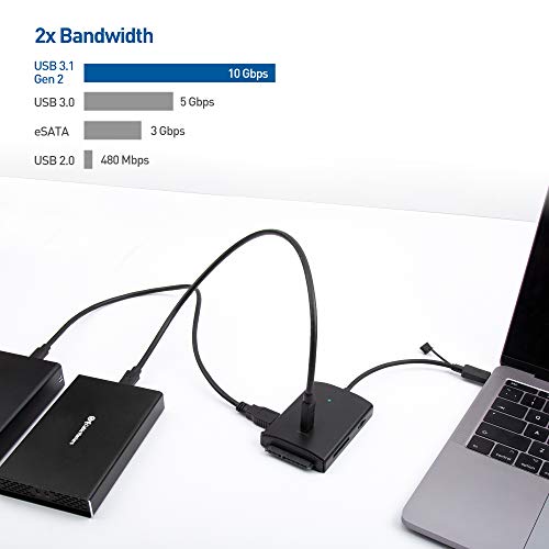 Cable Matters 10Gbps Usb C Multiport Adapter (Usb C Hub) With Usb-A, Usb-C, Microsd And Uhs-Ii Sd Card Reader, 2.5 3.5 Inch Sata Hard Drive Reader -Thunderbolt 4 / Usb4 / Thunderbolt 3 Port Compatible #TOP3