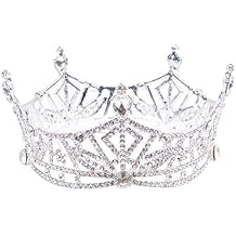 Retro Round Large Rhinestone Decor Wedding Crown for Bride Woman Lady As Shown