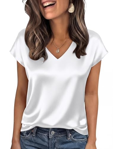 White Silk V-Neck Blouse