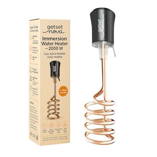 Water Heater Rod Immersion Water Heater Water Heating Rod for Bathroom | Turbo Heat Pro 2000W Heater Water Electric Corrosion-Free Element Rapid Coil 