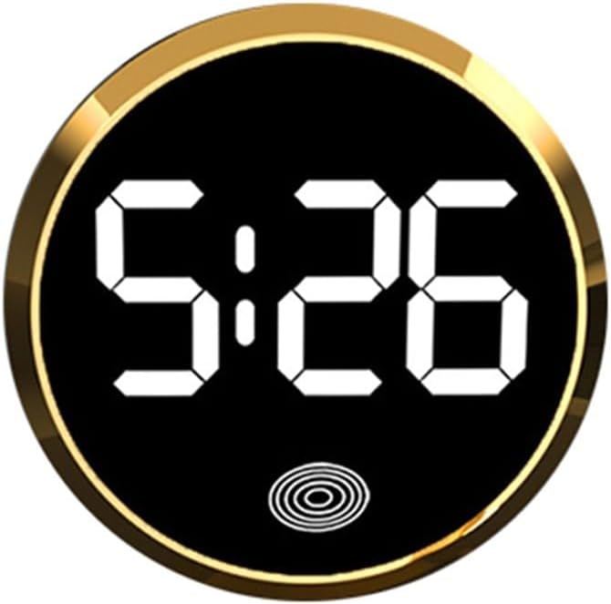 ReachMall Car Luminous Car Clock, LED Electronic Meter Head Circular Alloy Touch Luminous Creative Digital Clock For Car Supplies Novelty Car Clock(Gold)