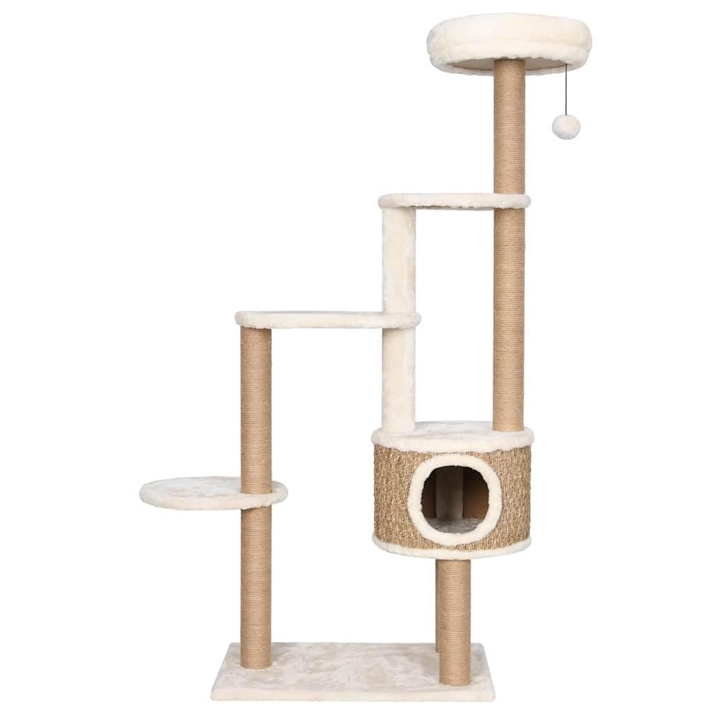 Mangloder - Rascador para gatos con cojín de lujo de 148 cm de algas marinas, árbol de escalada con casa para gatos, cueva de felpa, hamaca, plataforma para casa y balcón, para escalar, arañar, jugar