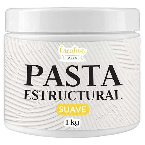 Creative Deco Pasta Estructural de Textura Suave 1 kg | Pasta Blanca para Proyectos Artísticos para Pintura Acrílica | Fácil de Usar con Espátula para Crear Efectos 3D, Estructuras, Texturas