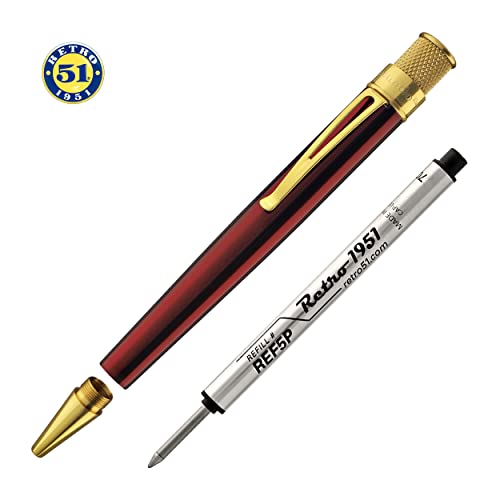 Goldspot Personalized Retro 51 Tornado 'Red With Gold Trim' Classic Rollerball Pen - Custom Engraved #TOP5