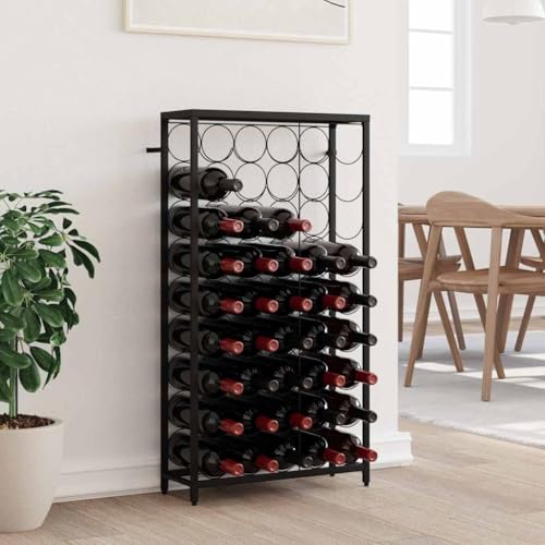 Casier à vin pour 45 bouteilles en fer forgé noir 54x18x100 cm avec fixation murale pour salon