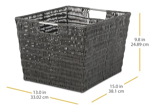 Image of Whitmor Rattique Small Shelf Tote Gray，6 Pack