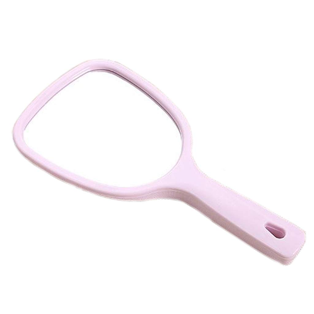 LI HAO SHOP Double-sided hand-held mirror - portable mirror - ultra clear beauty mirror - dental mirror, handle mirror, diameter: 26 * 13cm (Color : Pink)
