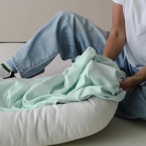 Image of Infant Support Cushion - Baby Support Cushion for Newborn, 0-24 Months, Portable Tummy Time Mat for Home and Travel, Soft Cotton, Supervised Use, Baby Essentials Gift, Lake Green(1 Cushion + 1 Cover)