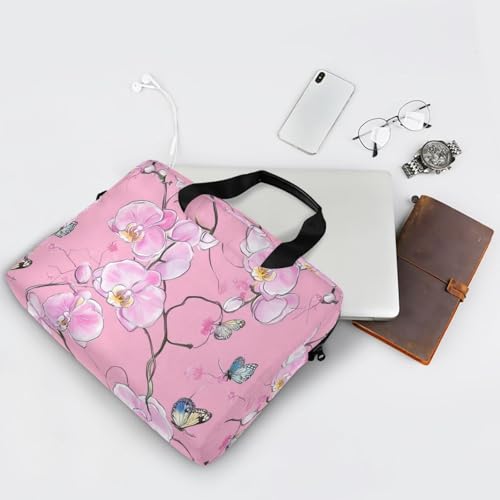 Funda para portátil 15.6 pulgadas con correa rosa floral miniatura 7