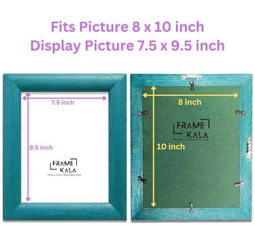 Image of Handmade Blue Wooden Photo Frame, 8 x 10 inch Display for Artworks, Pictures and Photos of Your Loved Ones, Best for Home, Office, Wall Decor, Living Room, Bedroom, Blue Wave