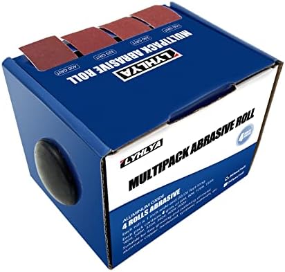 Hook and Loop Sandpaper Rolls, 4 Grits Emery Cloth Rolls 1 Inch x 20 Feet Assorted Sand Paper with Dispenser 150 240 320 400 Grit Abrasive Sandpaper Rolls for Woodworking Metal Polishing