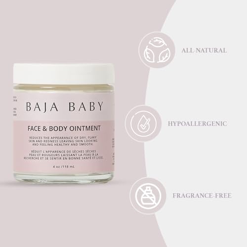 Baja Baby Face and Body Ointment - Organic, Vegan, EWG VERIFIED™ - Ideal for Sensitive Skin, Cradle Cap, Dry Skin, All Natural, Hypoallergenic | Paraben, Gluten & Fragrance-Free | 4 oz