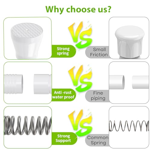 Image of White Tension Rods 16 to 26 Inch Tension Curtain Rod Small Tension Rods Adjustable Curtain Rod Spring Curtain Rods No Drilling Expandable Pressure Spring for Closet Kitchen