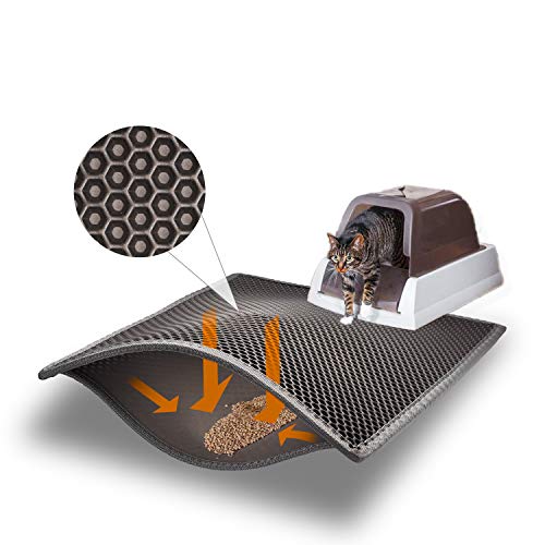 Waretary Cat Litter Mat Trapping Pad, 24"x 15" Honeycomb Double Layer Waterproof Urine