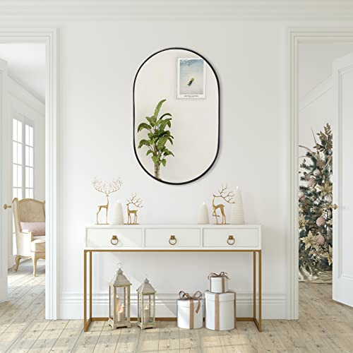 Zenmag Black Oval Mirror, 22"X30" Oval Bathroom Mirror, Large Mirror With Metal Frame, Black Vanity Mirror, Wall Mounted Mirror For Bathroom, Entryway, Living Room, Vertical Or Horizontal Hanging #TOP6