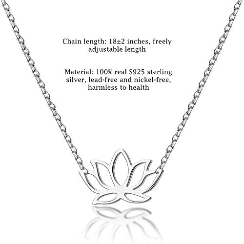 Dainty Lotus Necklace S925 Sterling Silver Yoga Pendant Necklace Graduation Gift for Women4