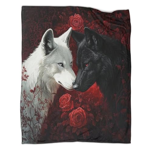 Couverture Polaire White Wolf 3D en Microfibre 150x200cm Confortable - 3