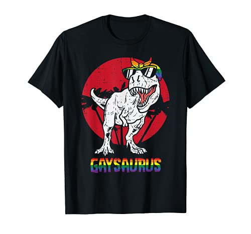 Gaysaurus Dinosaur Lesbian T-Rex LGBTQ Rainbow Gay Mom Pride Maglietta