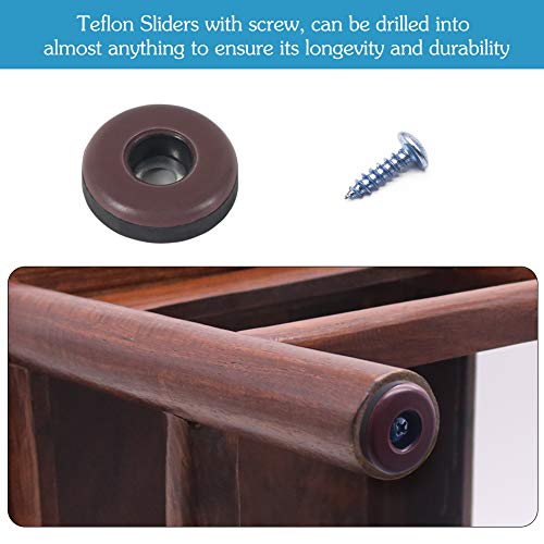 Furniture Slider Pads, 20Pcs Teflon Moving Furniture Glides With Screws Reusable Feet Protector For Carpet, Tiled And Hardwood Floors (Brown) #TOP3