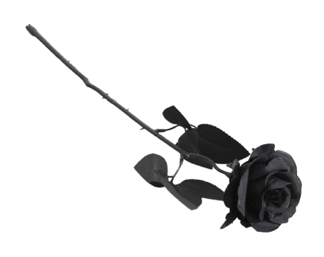 Ro Rox Black Rose Stem Artificial Flower Bud Stem Gothic Wedding Home Décor, 1pc