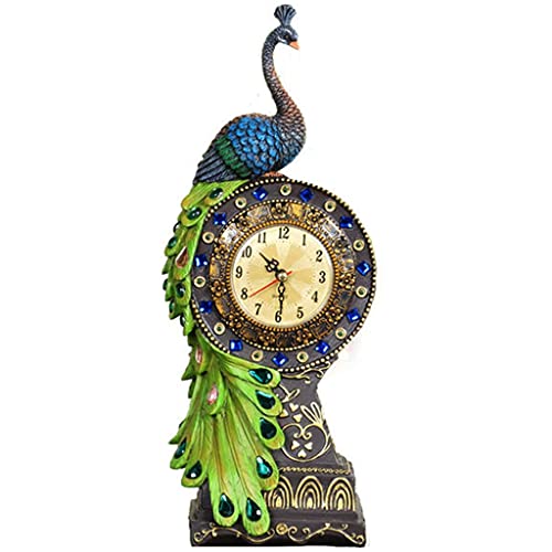 Pendules de cheminée Horloge Table Horloge Étagère Horloge Paon Horloge Résine Décorations pour Salon Muet Chambre Horloge Domestique Grande Taille Horloge Grand-père Horloge Cover