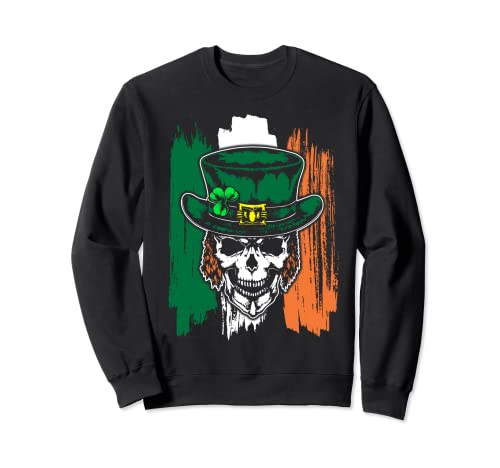 Leprechaun Irish Flag Skull Skeleton St Patricks Day Felpa