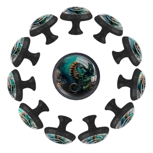 Boutons de tiroir ronds Deep Ocean en verre cristal pour meuble (lot de 12) - 2