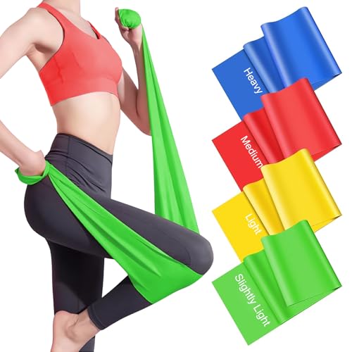 Elastici Fitness [4 Pezzi], 1.5M Elastici Palestra con 4 Livelli di Resistenza, Fasce Elastiche Fitness per Donne o Uomini, Ideale per Allenamento Della Forza, Yoga, Pilates