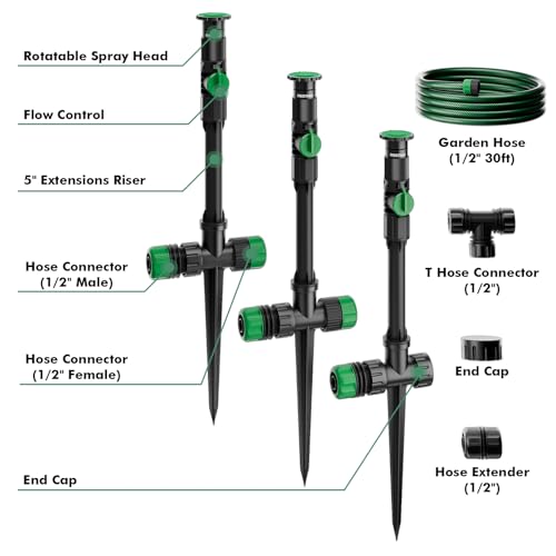RESTMO-Above-Ground-Sprinkler-System-Flexible-DIY-Irrigation-Kit-Multi-Adjustable-Lawn-Sprinkler-Hose-Set-for-Garden-Plant-Flower-Bed-and-Large-Yard-Area-Watering