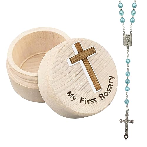 Baptism Baby Shower Gifts for Boys, My First Rosary and Keepsake Box, Rosary Catholic Gift for Boy, Holy First Communion Rosary Christian Gifts Catholic Baptism Gifts for Baby Birthday Baby Shower