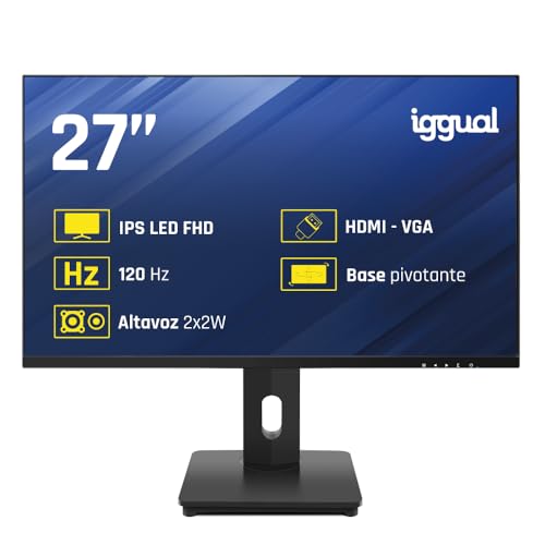 iggual- Monitor Giratorio 27' Pantalla IPS LED Pivotante - Resolución...