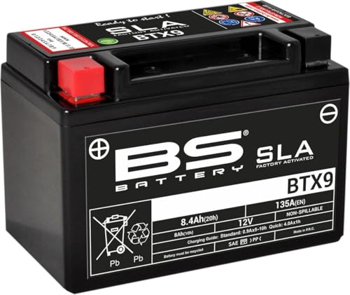 BS Battery 300674 BTX9 AGM SLA Batterie de Moto Noir