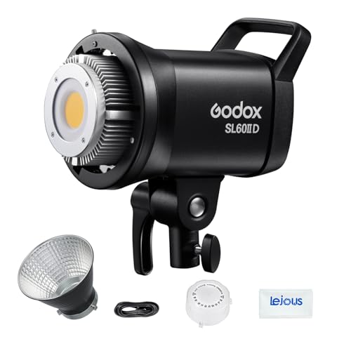 Godox SL60IID - Luz LED de vídeo (70 W, 5600 K, luz diurna TLCI97+ CRI96+, control de aplicaciones, montaje Bowens, luz LED para streaming en vivo, grabación de vídeo, fotografía de estudio)