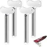 4 Stück Tubenquetscher, Edelstahl Zahnpasta Tubenpresse, Tubenausdrücker, für Alle Tuben Zahnpasta Haargel Handcreme Kosmetik, für Küche, Bad, Studio