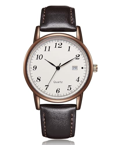 CIVO Reloj Hombre Minimalista Analógico: Cuero Relojes de Pulsera Marrón Diseño