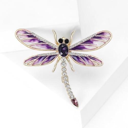 Image of Dragonfly Brooch and Pins for Women Enamel /Rhinestone Crystal Dragonfly Animals Brooches Jewelry for Mom Wife Elegant Dress Accessories Birthday Gifts