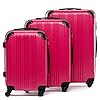 FERGÉ QUÉBEC Kofferset met harde schaal, 3-delig, handbagage, 55 cm, L en XL, set van 3 hardshell koffers, rolkoffer, 4 wielen, 100% ABS, neonroze, 3er Set