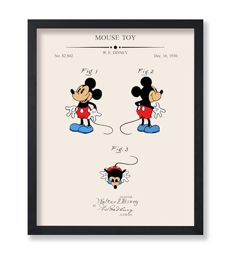Monem Art Cartoon Character Blueprint Poster - Mouse Patent Print - Amusement Art - Theme Park Art - Entertainment Art - Colorful Living Room or Kid\'s Room Wall Decor, 24x32 Unframed Wall Art