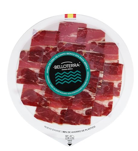 BELLOTERRA | Paleta de Cebo de Campo 50% Ibérica Loncheada 80 gr | Sobre Envasado al Vacío | Curación 20-24 Meses | Raza Ibérica de Campo | Aperitivo Tradicional Listo