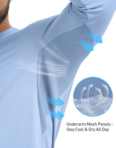 Image of DAXIANG Men's UPF 50+ Sun Protection Long Sleeve Rash Guard UV Hiking Running Athletic Fishing Quick Dry Lightweight T-Shirt