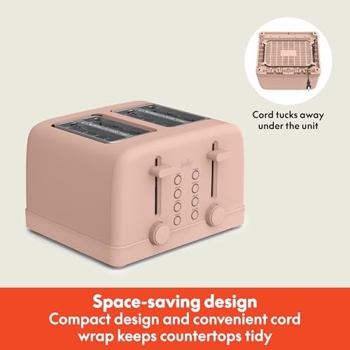Image of bella 4 Slice Toaster, 6 Setting Shade Control with Reheat & Cancel Buttons, Removable Crumb Tray, Anti Jam & Auto Shutoff, 900 Watt, Blossom