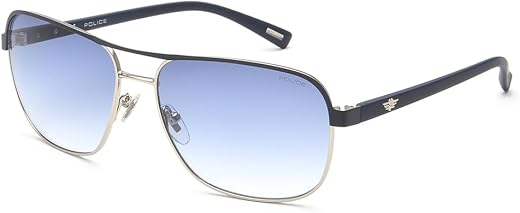 Police Eyewear | Blue Lens | Blue Frame | Full Rim Square Shape Branded Latest and Stylish Sunglasses | 100% UV Protection...