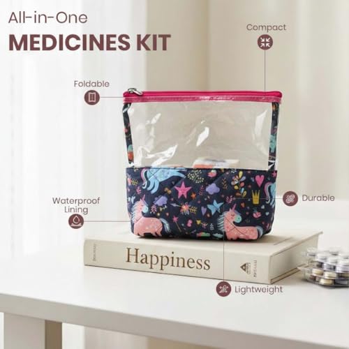 Image of Medicine Kit Organizer | Multipurpose All-in-One Compact, Foldable, Durable, Lightweight, Waterproof, Bag | Travel Friendly Pouch | Ideal for Stationary, Diaper (Fairy Tale Print)