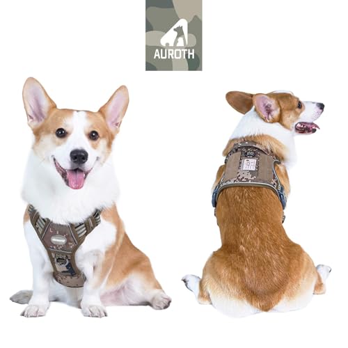 AUROTH Tactical Dog Harness for Small Medium Dogs No Pull Adjustable Pet Harness Reflective K9 Working Training Easy Control Pet Vest Military Service Dog Harnesses Desert Camo M - Image 3