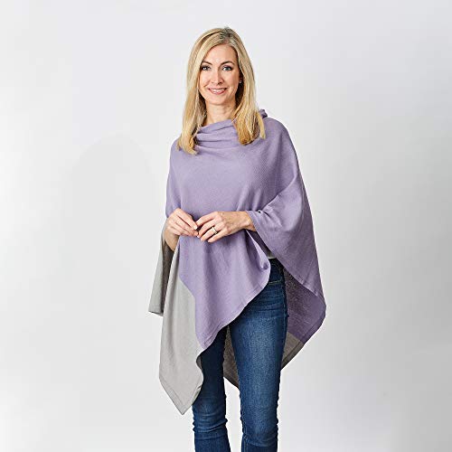 Image of Hadley Wren Women's Classic Colorblock Everyday Cotton Poncho, Black Solid Solid
