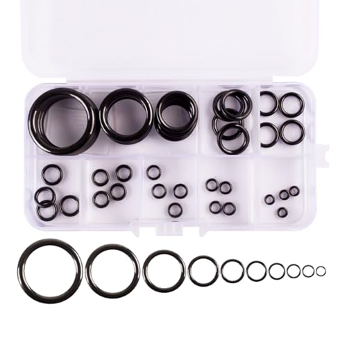 yanwuwa Juego de 40 anillos guía de cerámica para caña de pescar, 10 tamaños de 4,72 mm a 3 cm de diámetro exterior, repuesto de ojo de caña de pescar