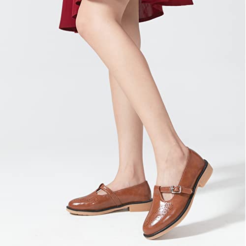 Truland A-303 Women'S Leather Mary Jane Oxfords Shoes - Slip On T-Strap Loafers Casual Closed Toe Dressy Flats Shoes thumb #3