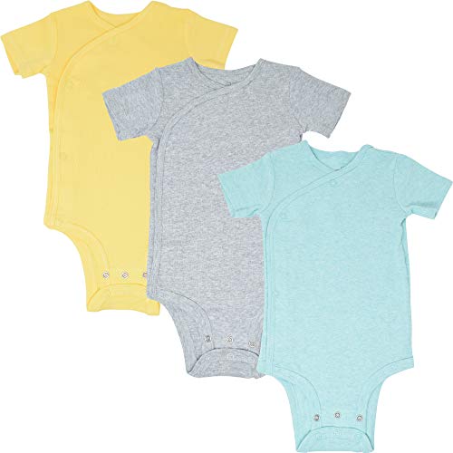 Cozeeme Baby Boys 3 Pack Short Sleeve Side Snap Grow with Me Bodysuit 6-9 Months